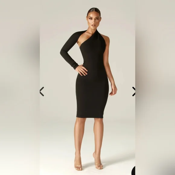 NWT Alieva Dasha Modern midi dress in black size xl - Picture 3 of 16